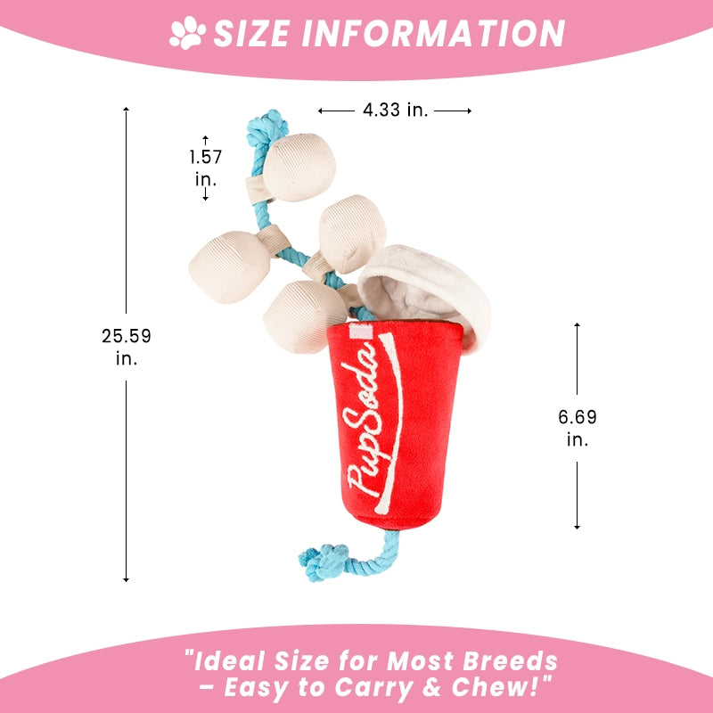 Cola Cup Plush Dog Toy – Chew, Treat Hiding & Rope Interactive Toy