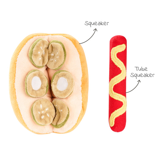 Hot Dog Plush Dog Toy – Chew & Treat Hiding Interactive Toy