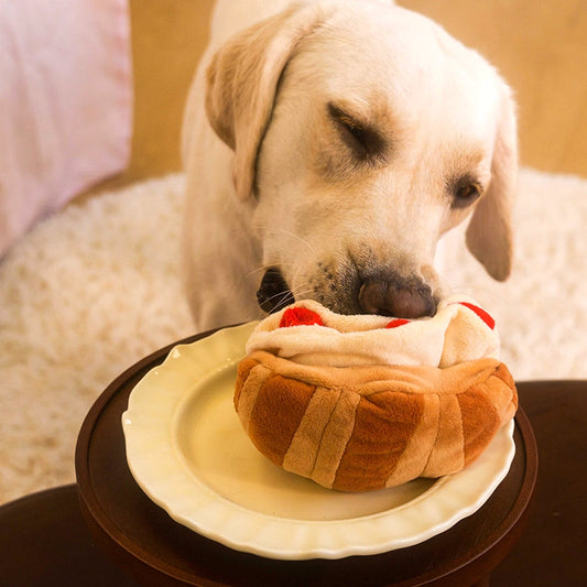 Croissant Plush Dog Toy – Chew & Treat Hiding Interactive Toy
