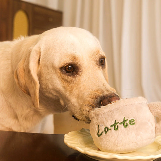 Coffee Cup Plush Dog Toy – Chew & Squeaky Treat Hiding Toy