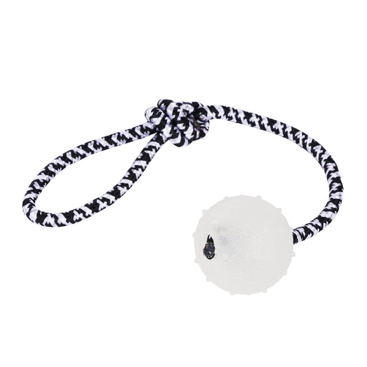 Glow Ball Dog Toy with Rope – Tug & Training Night Play Toy