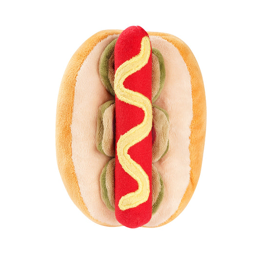 Hot Dog Plush Dog Toy – Chew & Treat Hiding Interactive Toy