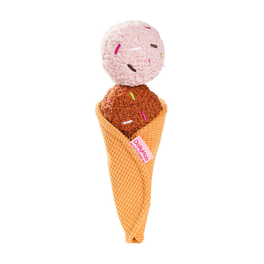 Ice Cream Plush Dog Toy – Chew, Squeaky & Treat Hiding Interactive Toy