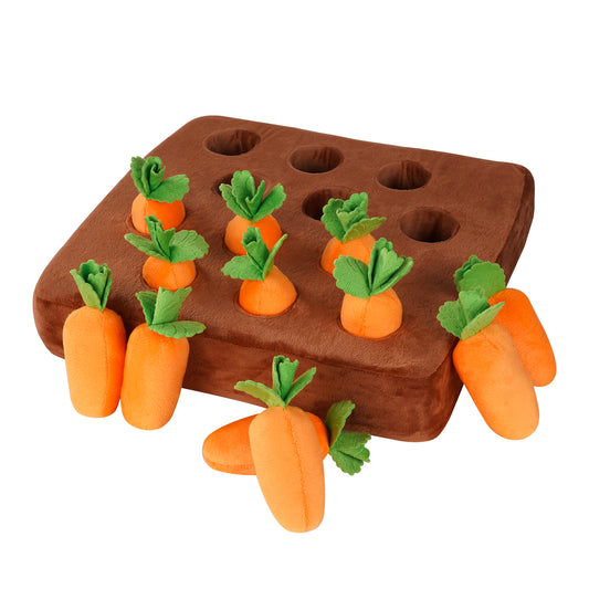 Carrot Snuffle Mat Dog Toy – Squeaky & Plush Puzzle 2-in-1