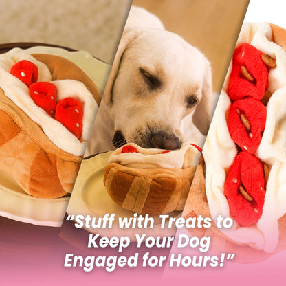 Croissant Plush Dog Toy – Chew & Treat Hiding Interactive Toy