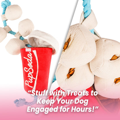 Cola Cup Plush Dog Toy – Chew, Treat Hiding & Rope Interactive Toy