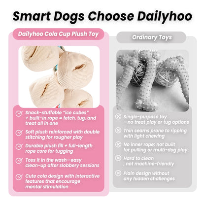 Cola Cup Plush Dog Toy – Chew, Treat Hiding & Rope Interactive Toy
