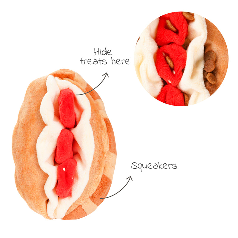 Croissant Plush Dog Toy – Chew & Treat Hiding Interactive Toy
