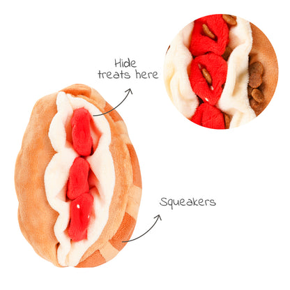 Croissant Plush Dog Toy – Chew & Treat Hiding Interactive Toy