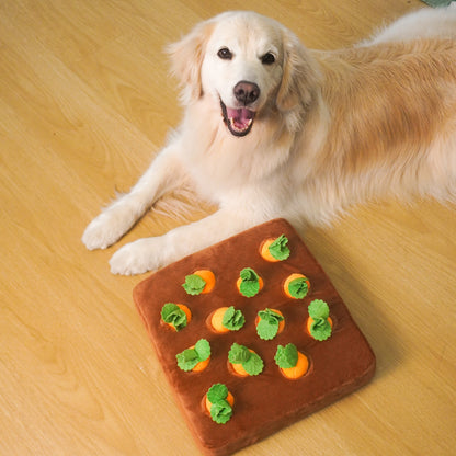 Carrot Snuffle Mat Dog Toy – Squeaky & Plush Puzzle 2-in-1