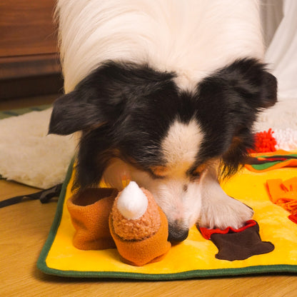 a dog is enjoying his playtime with dailyhoo Interactive Snuffle Mat