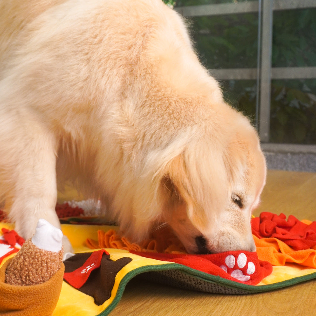 a big dog is playing happily with dailyhoo Interactive Snuffle Mat